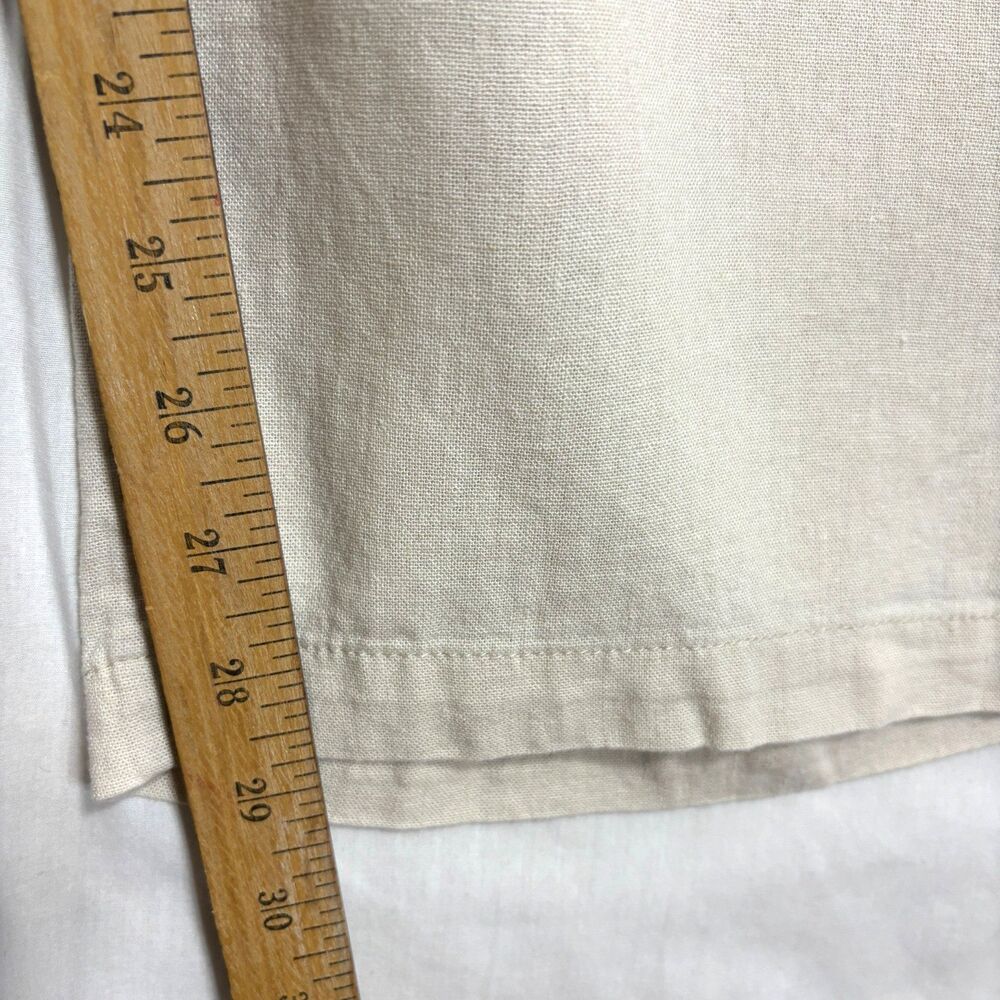 Linen Blend Lt Beige Pants Womens L Drawstring Waist Coastal Beachy Boho Casual - Picture 5 of 8